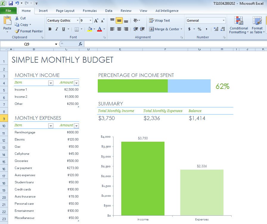 excel budget template for mac